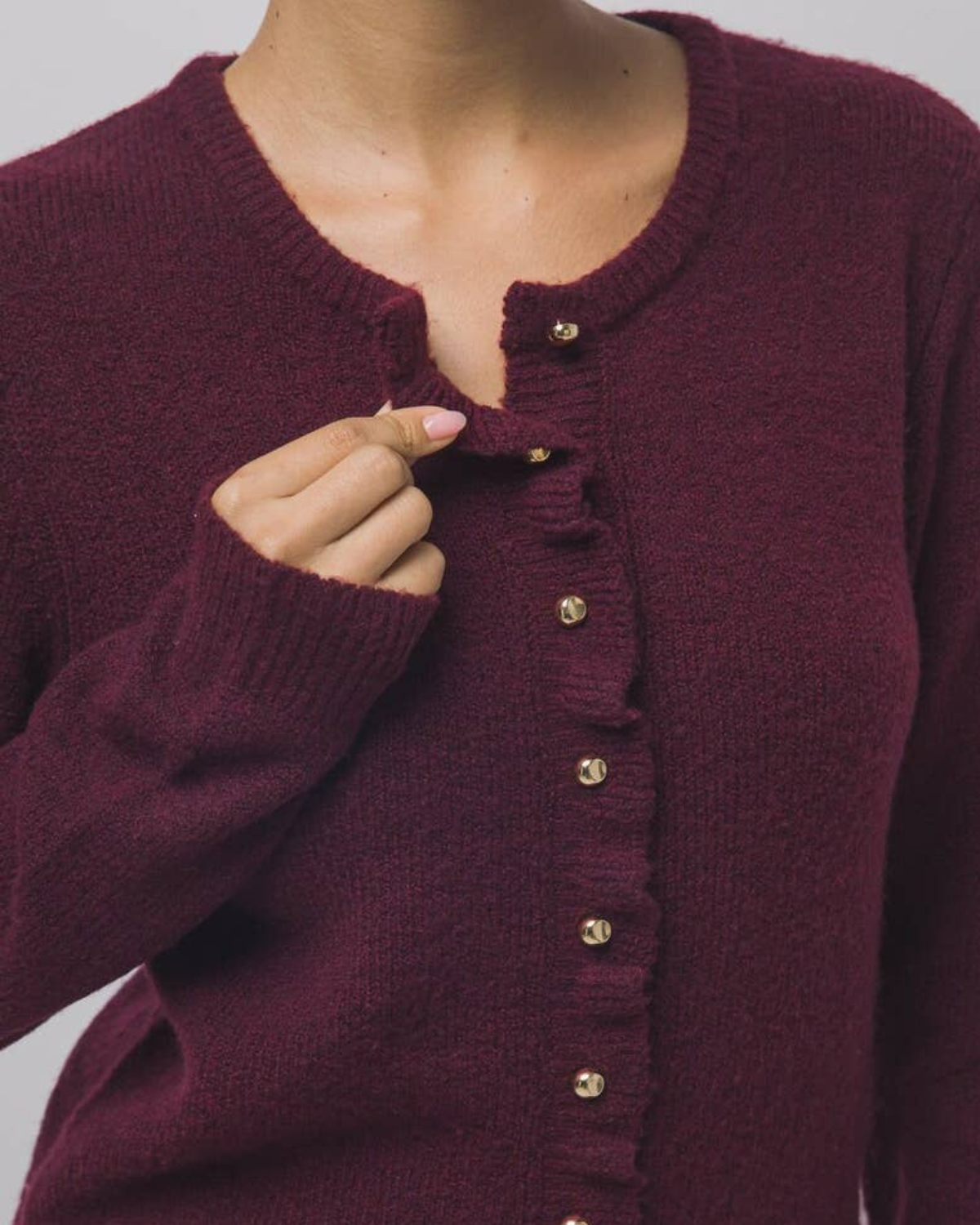 42POPS Ruffle Placket Cardigan - 30333