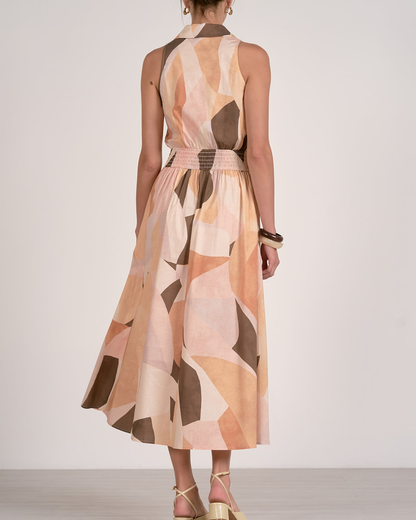 Elan Abstract Print Collared Maxi Dress - PLP50323