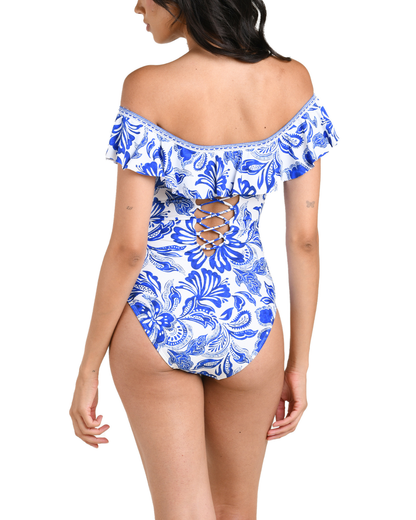 La Blanca Botanical Brocade Off Shoulder - LB6CC11