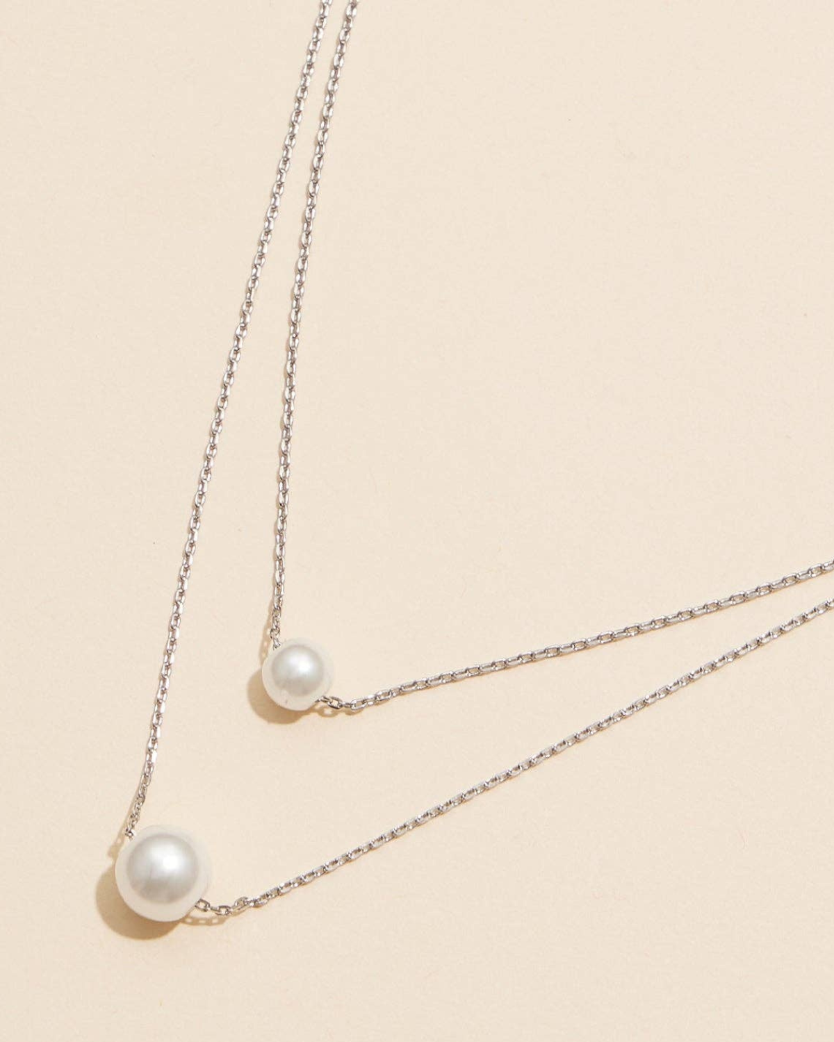Frem 18K Gold Dipped Double Pearl Layered Necklace (More Options Available) - 4DN18059