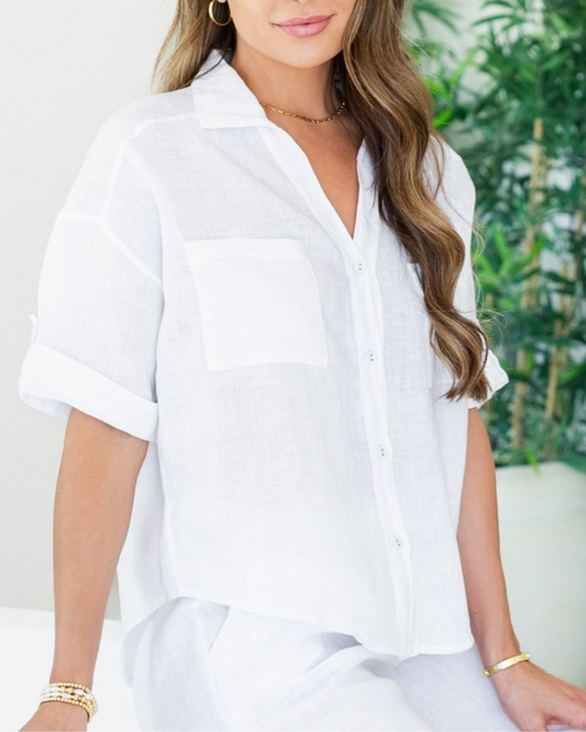 Splendid Iris Linen Camp Shirt - 21-227