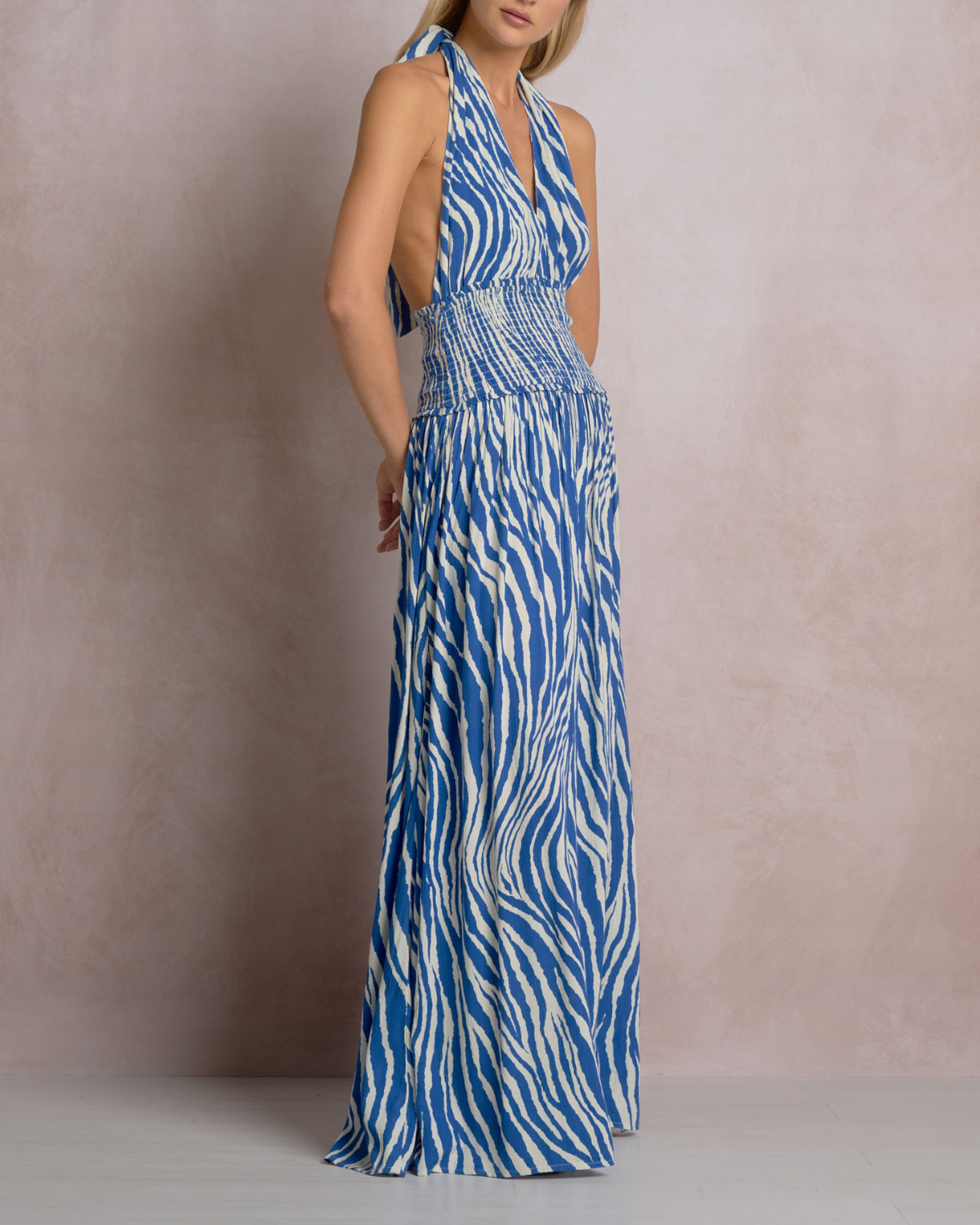 Elan Zebra Halter Maxi Dress - RGP50174