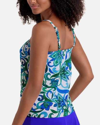 Shape Solver Asymmetrical Flounce Tankini Top - SV260480