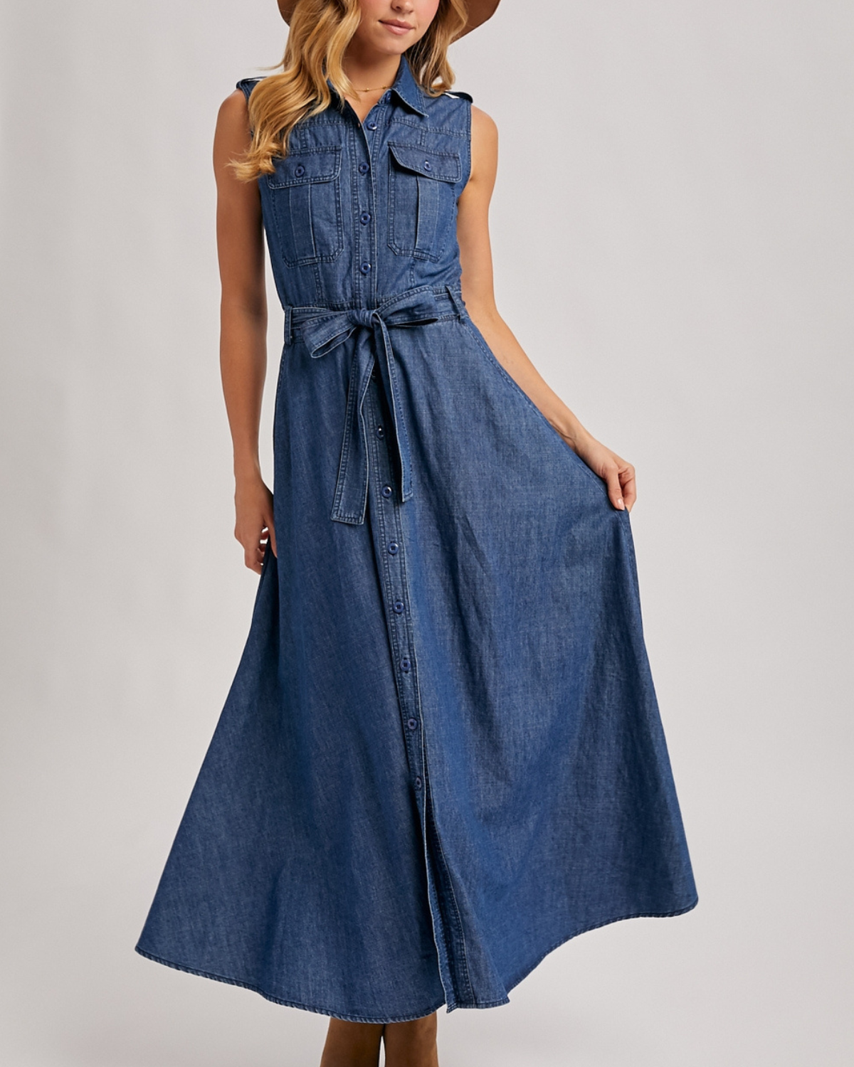 BluIvy Denim Maxi Dress - D01295