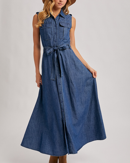 BluIvy Denim Maxi Dress - D01295