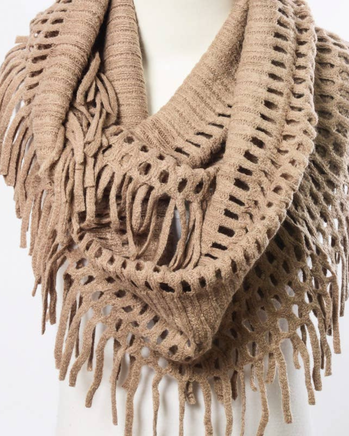 Leto Tassel Fringe Knit Infinity Scarf - Ksf-1415