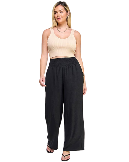 Haute Fox Plus Size Smocked Wide Leg Pant - Wg18356