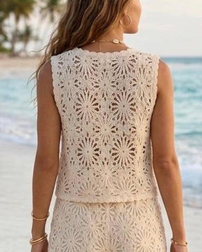 Pick Pink Crochet Knit Vest - Mn1125vest