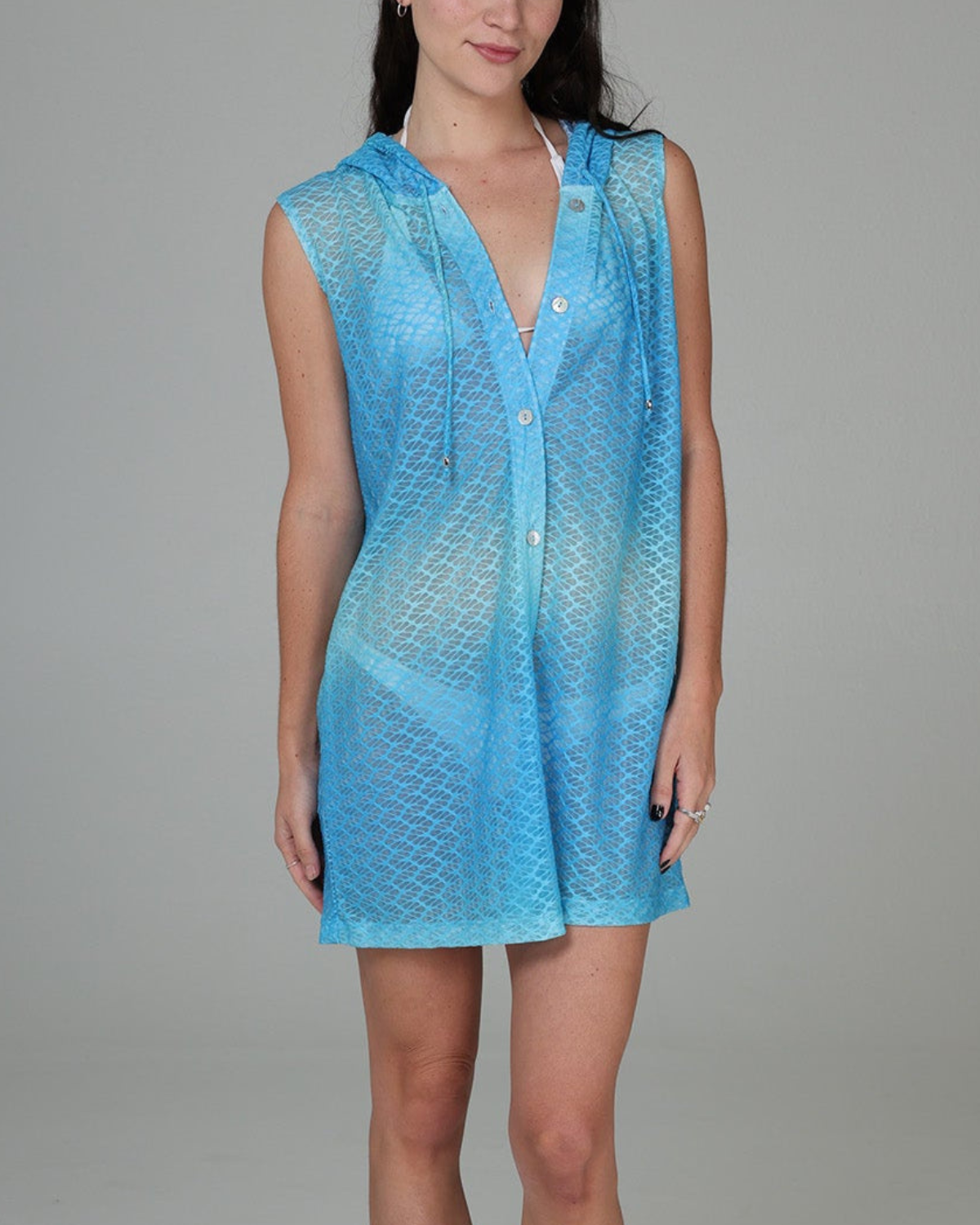 J Valdi Escala Sleeveless Button Down Hoodie - J18566W