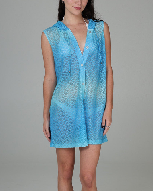 J Valdi Escala Sleeveless Button Down Hoodie - J18566W