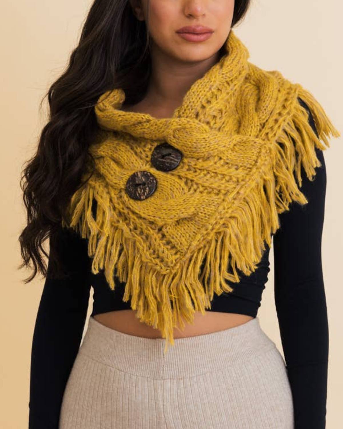 Leto Heathered Shoulder Warmer with Coco Buttons - Ys-3680