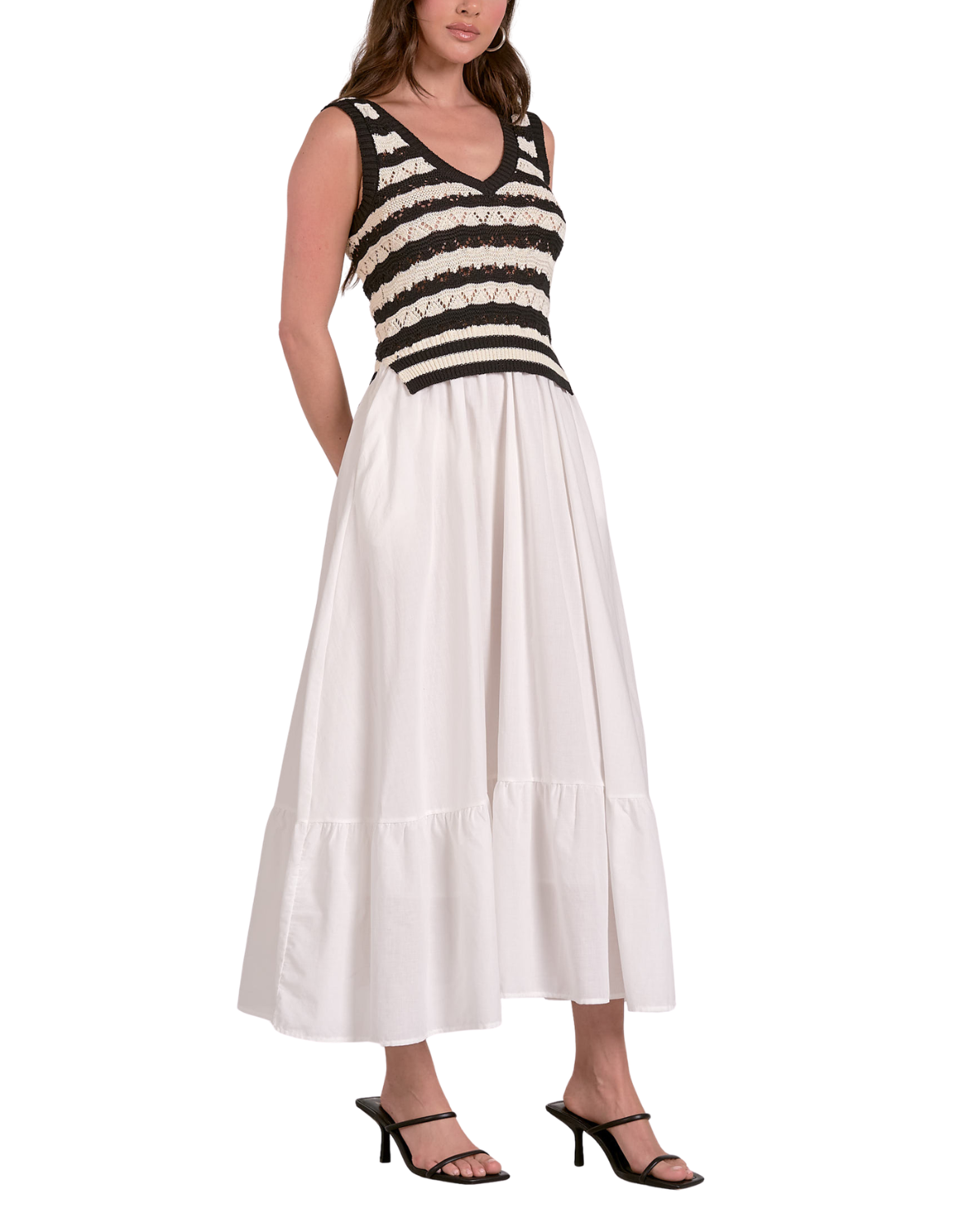 Elan Crochet Top Midi Dress - SWVS50099