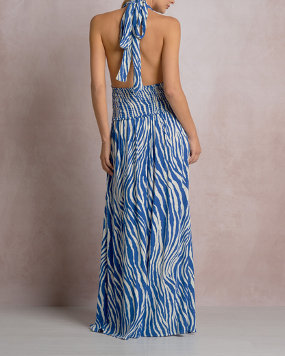 Elan Zebra Halter Maxi Dress - RGP50174