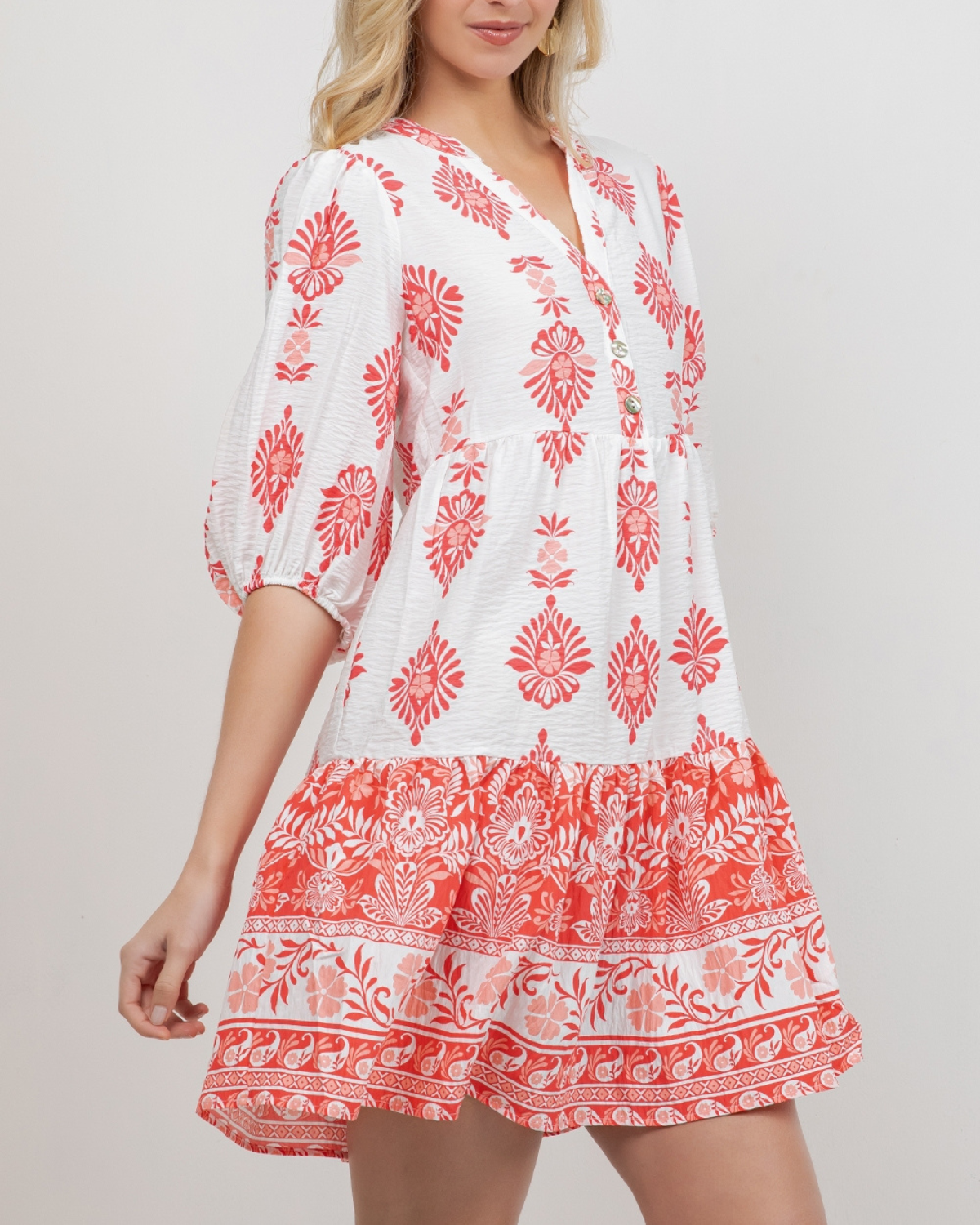 Winslow Soft Bloom Babydoll Button Front Dress - Y313850D24