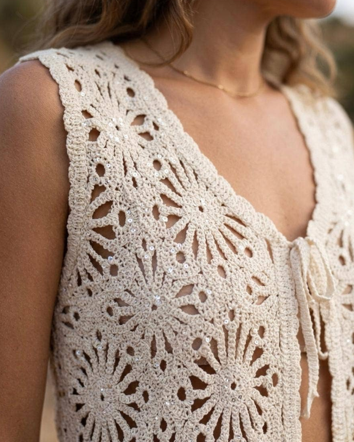 Pick Pink Crochet Knit Vest - Mn1125vest