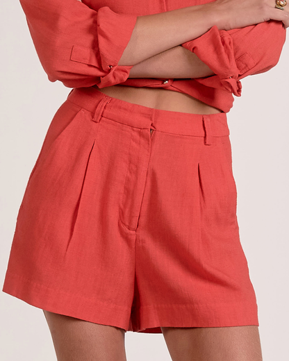 Elan Linen Blend Tailored Shorts - Tl3149