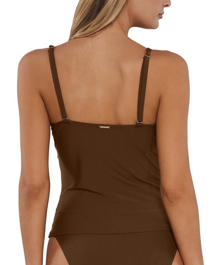 Sunsets Solids Simone Tankini - 81TS - Tiki Brown (Final Sale, Cannot Be Returned or Exchanged)