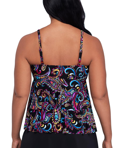 Trimshaper Painterly Paisley Leona Tankini Top - 6551056