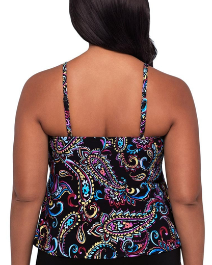 Trimshaper Painterly Paisley Ronnie Tankini Top - 6551019