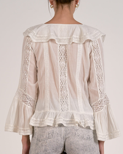Elan Long Sleeve Ruffle Top - Wl11663