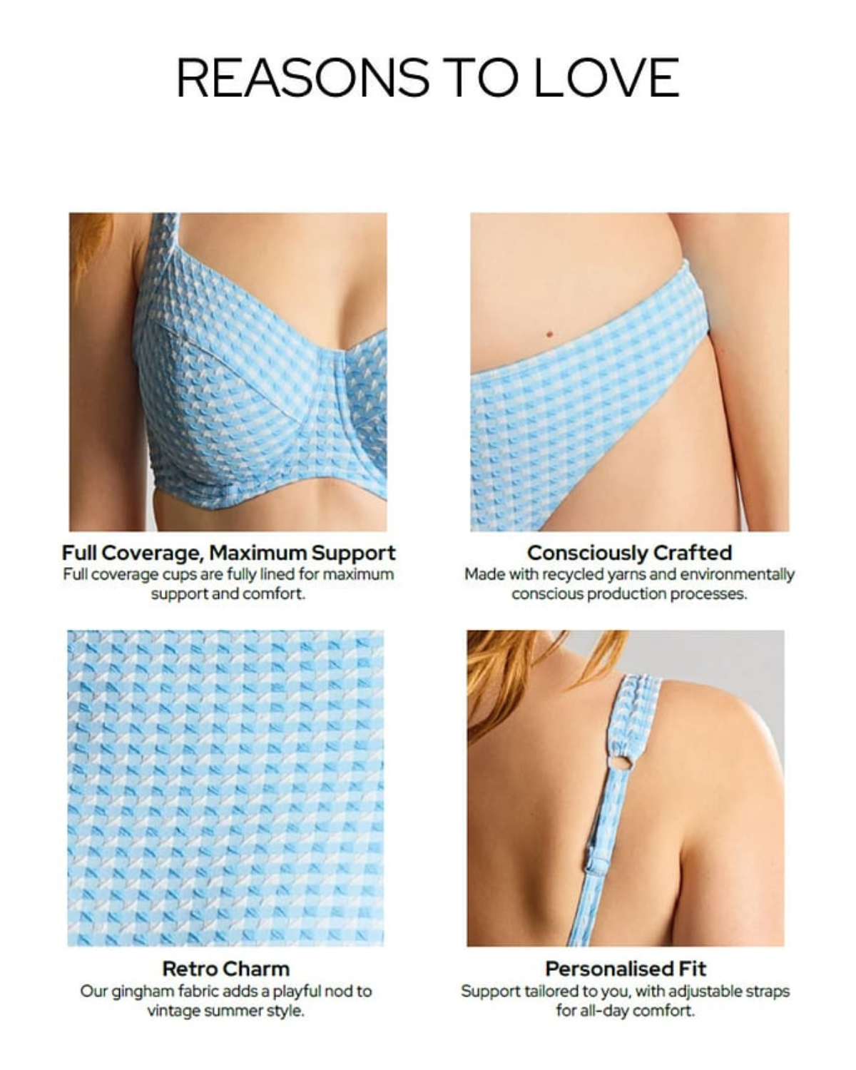 Panache Swimwear Gingham Olivia Full Cup Bikini Top (More Colors Available) - SW1722