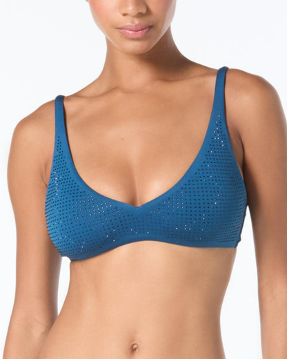Michael Kors Rhinestone Studded Solids V Neck Bikini Top (More Colors Available) - MM17968