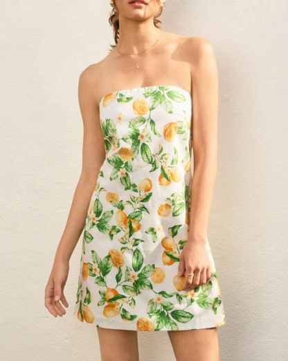 Dress Forum Lemon Strapless Tie Back Mini Dress - Fd12562-P2067