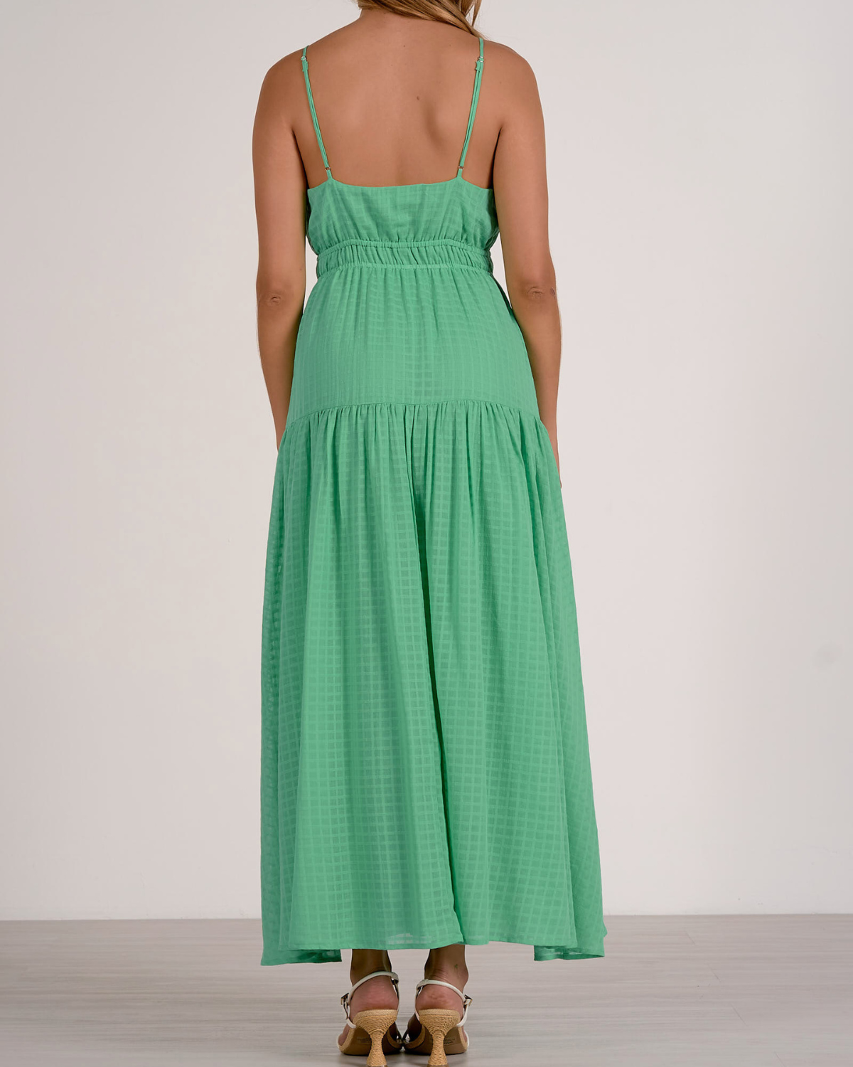 Elan Textured Tie Front Tiered Maxi Dress - WG5999