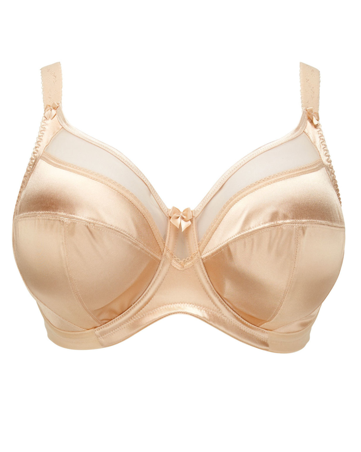 Flat lay of a cut and sew banded underwire bra in nude
