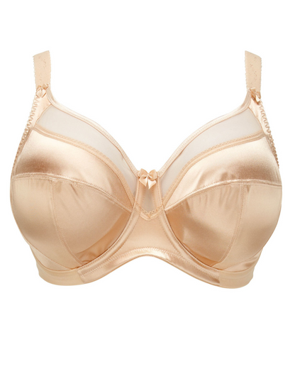 Flat lay of a cut and sew banded underwire bra in nude