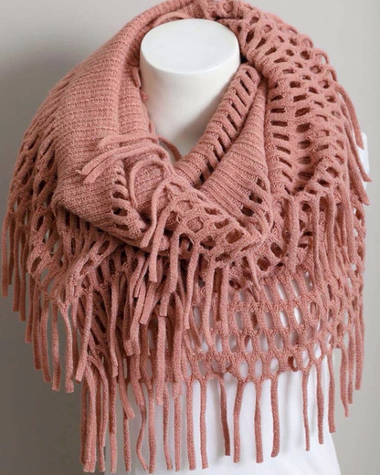 Leto Tassel Fringe Knit Infinity Scarf - Ksf-1415