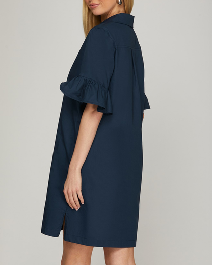 Sung Light Clothing Bell Sleeve Solid Mini Dress (More Colors Available) - LVE2466