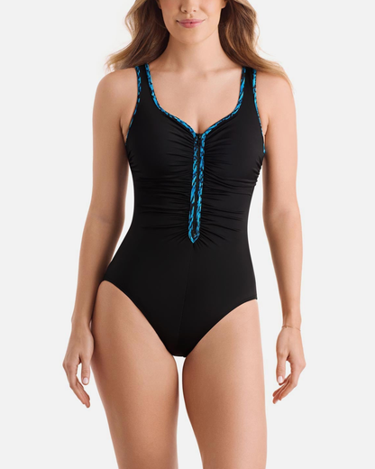 Shape Solver Sport Shirred Zipper One Piece - SVS260104