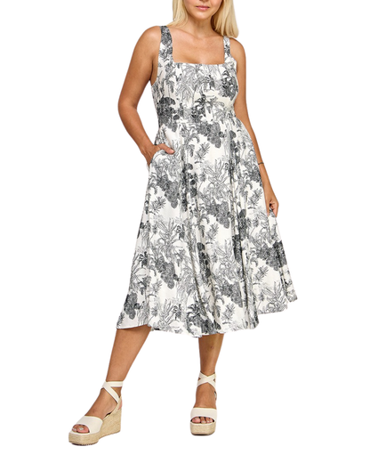 Blush BJ Plus Size Plus Square Neck Smocked Midi Dress With Pockets - D5520X