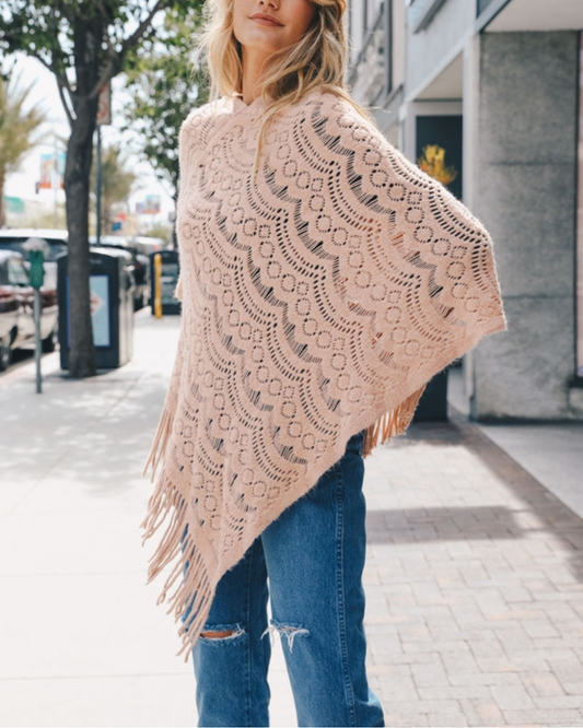 Leto Scallop Lace Poncho (More colors available) - Yp-3935
