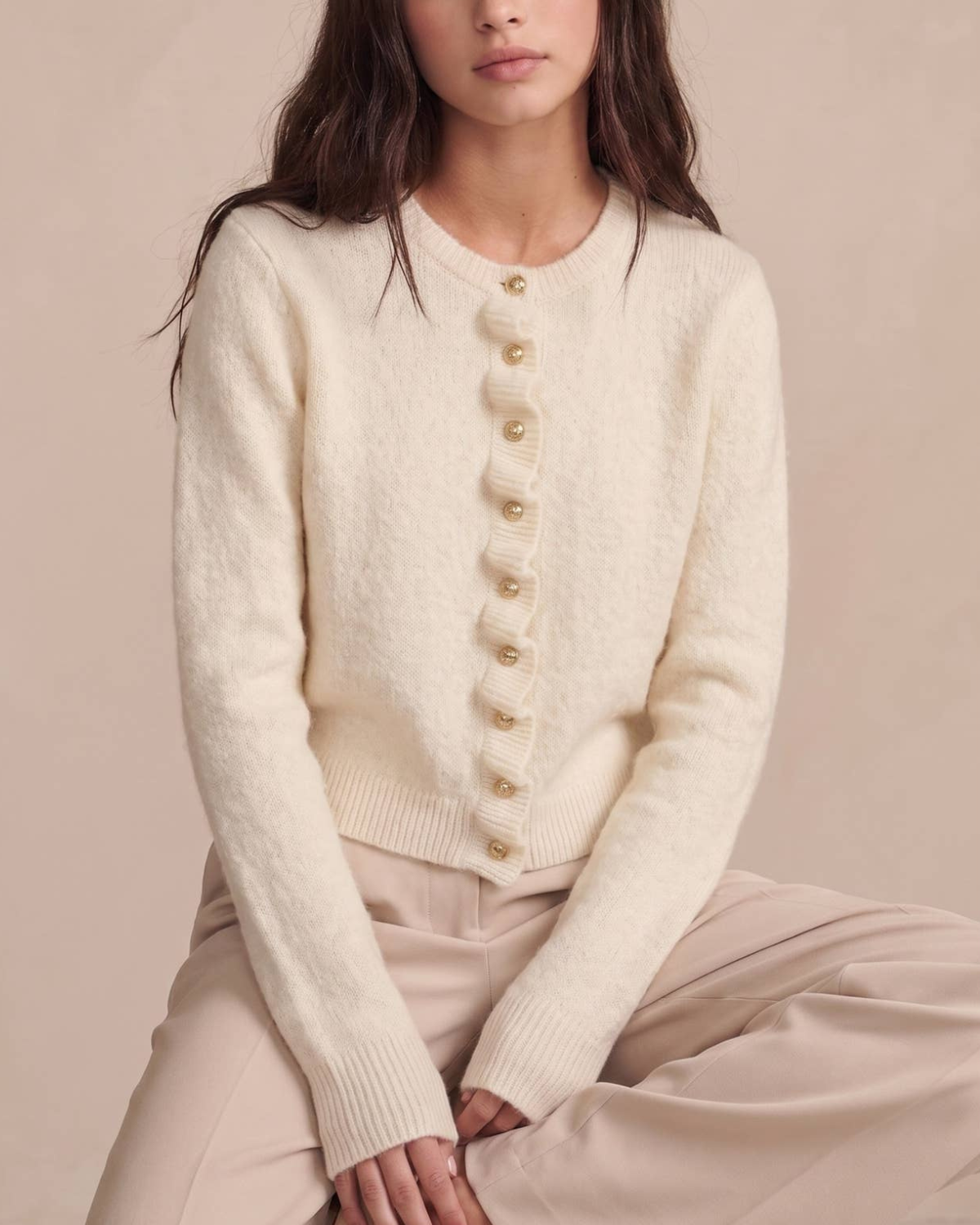 42POPS Ruffle Placket Cardigan - 30333