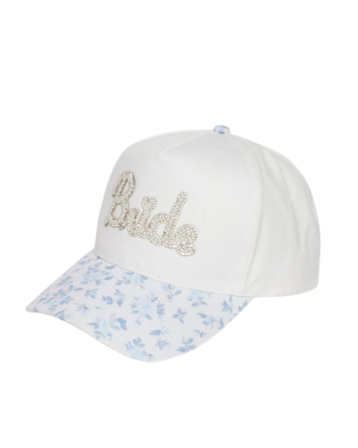 David and Young Bride Pearl Floral Print Brim Patch 5 Panel Cap - LCAP6798