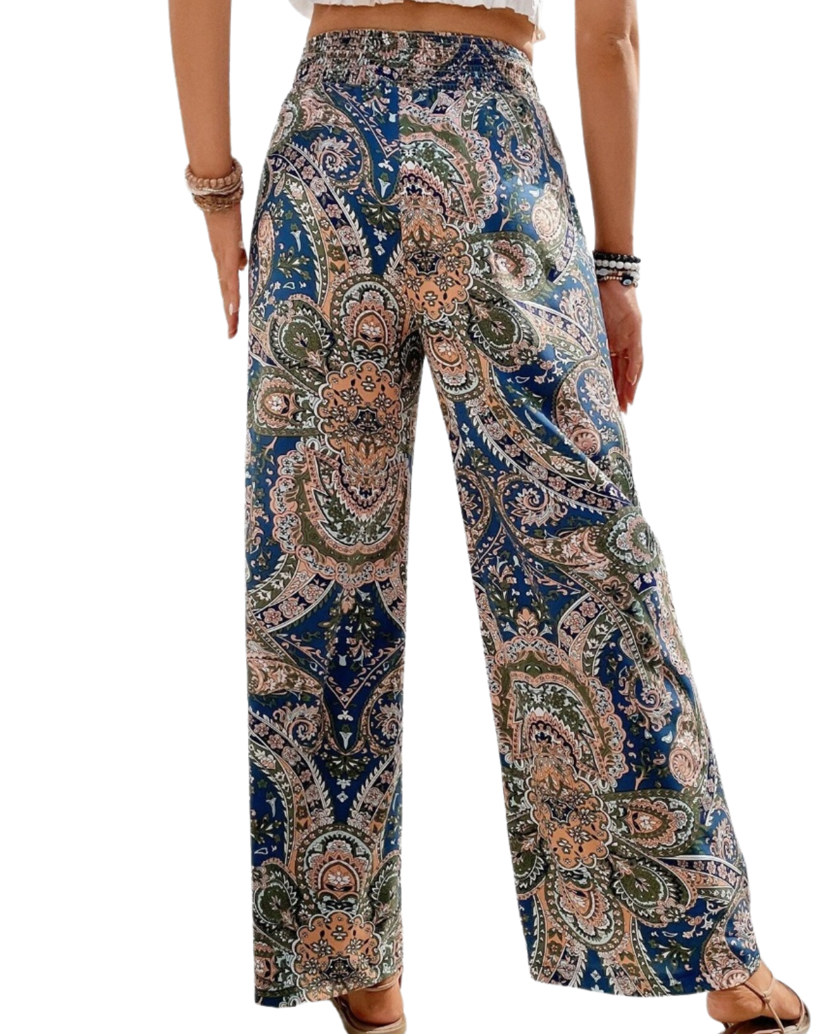 NINEXIS Printed Elastic Wide Leg Pants - CWBMP0140