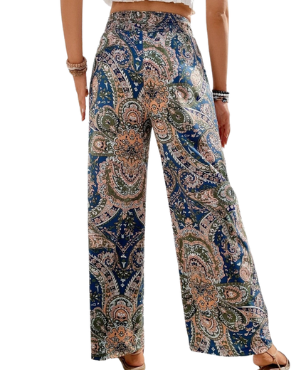 NINEXIS Printed Elastic Wide Leg Pants - CWBMP0140