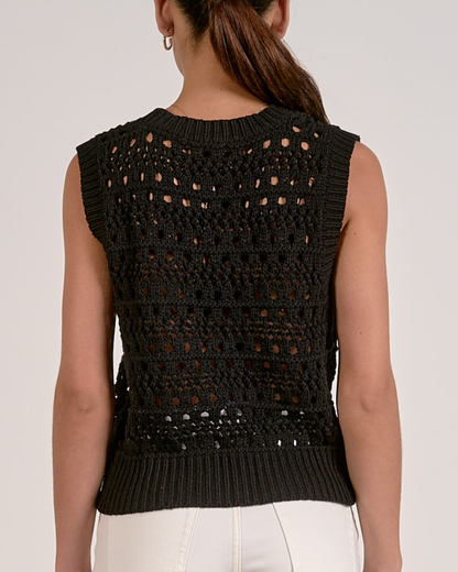 Elan Crochet Tie Front Vest Top - SW11642
