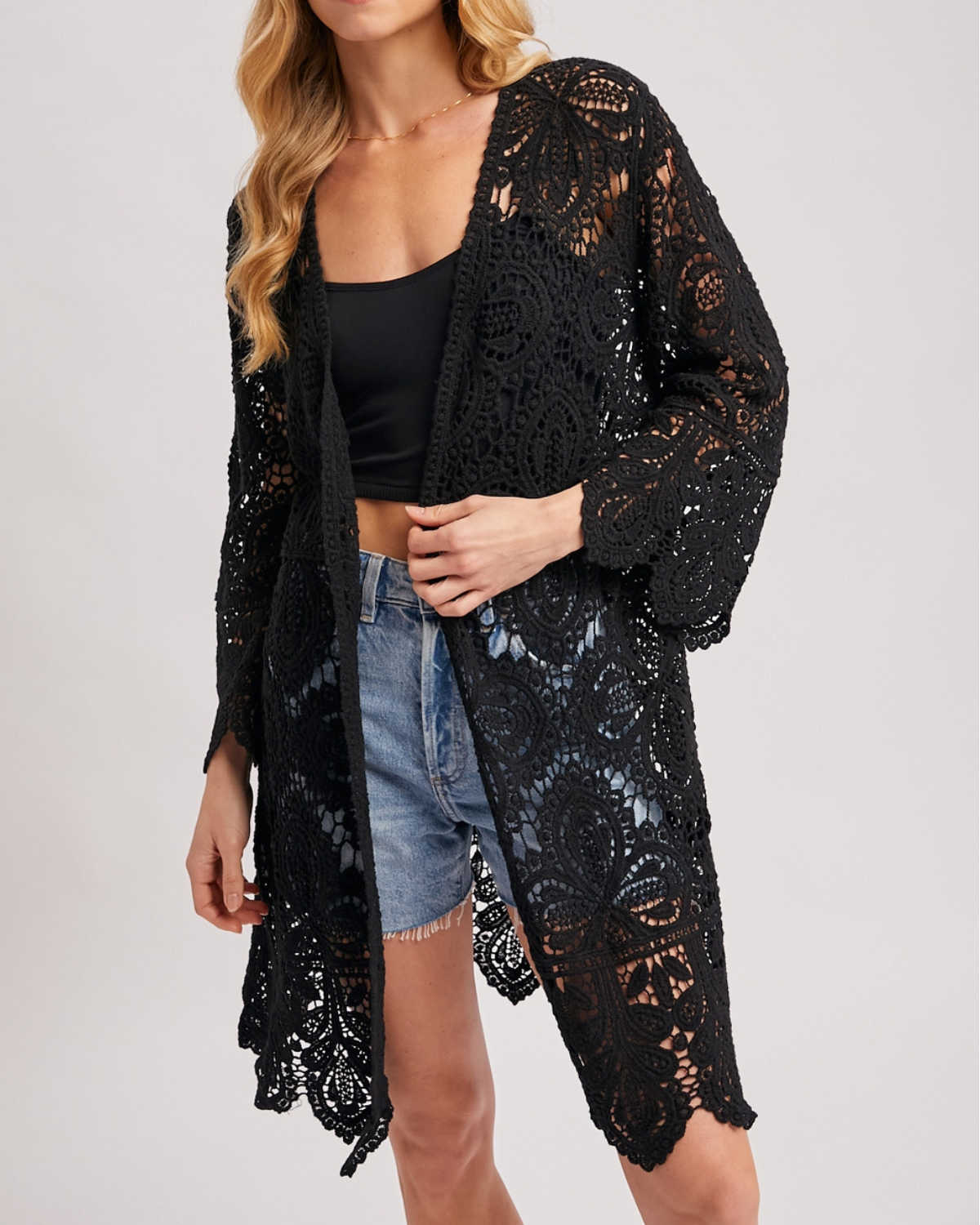 BluIvy Crochet Open Front Bell Sleeved Cardigan (More Colors Available) - C01990