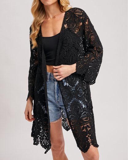 BluIvy Crochet Open Front Bell Sleeved Cardigan (More Colors Available) - C01990