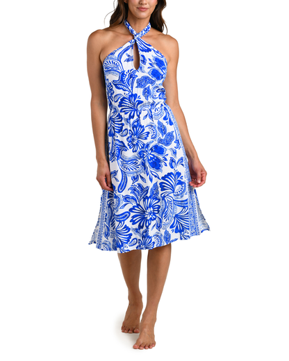 La Blanca Botanical Brocade Knotted Halter Dress - LB6CC67