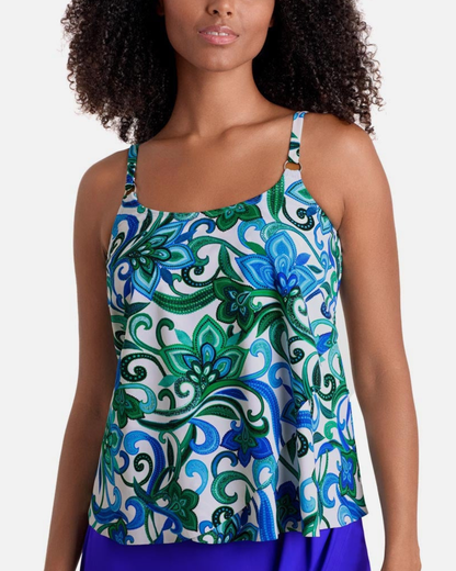 Shape Solver Asymmetrical Flounce Tankini Top - SV260480