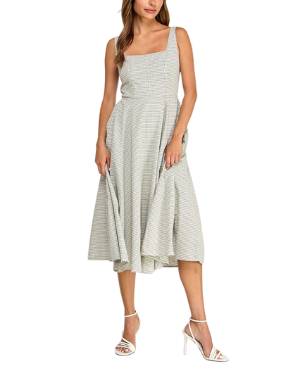 Blush BJ Gingham Square Neck Midi Dress - D5609-1