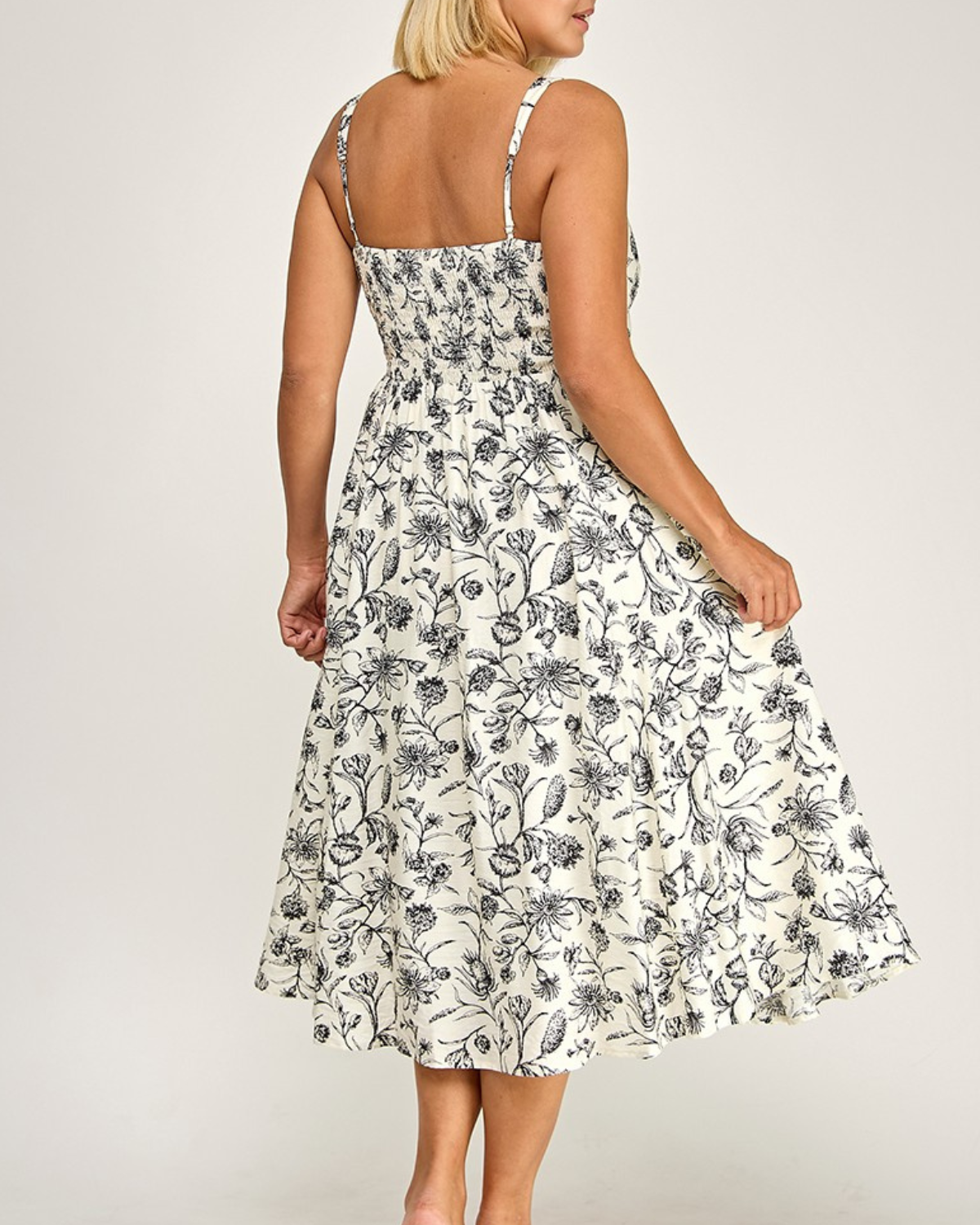 Blush BJ Plus Size Printed Square Neck Midi Dress - D5421X