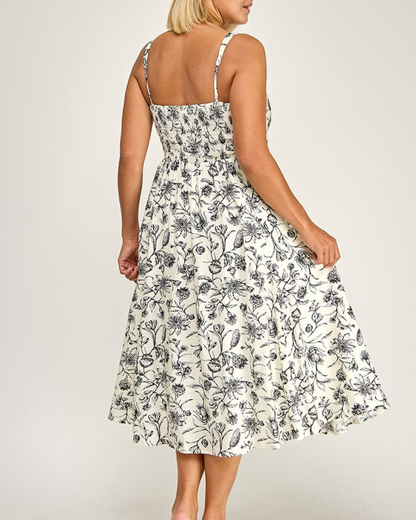 Blush BJ Plus Size Printed Square Neck Midi Dress - D5421X