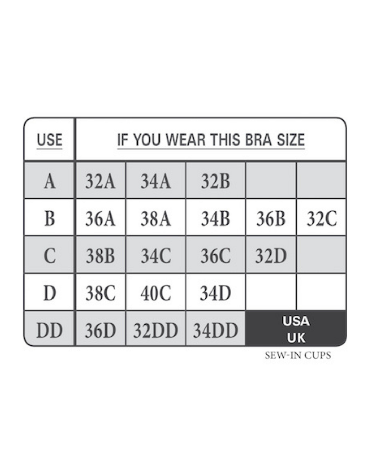 Braza Sew In Cups - C Cup - 26010