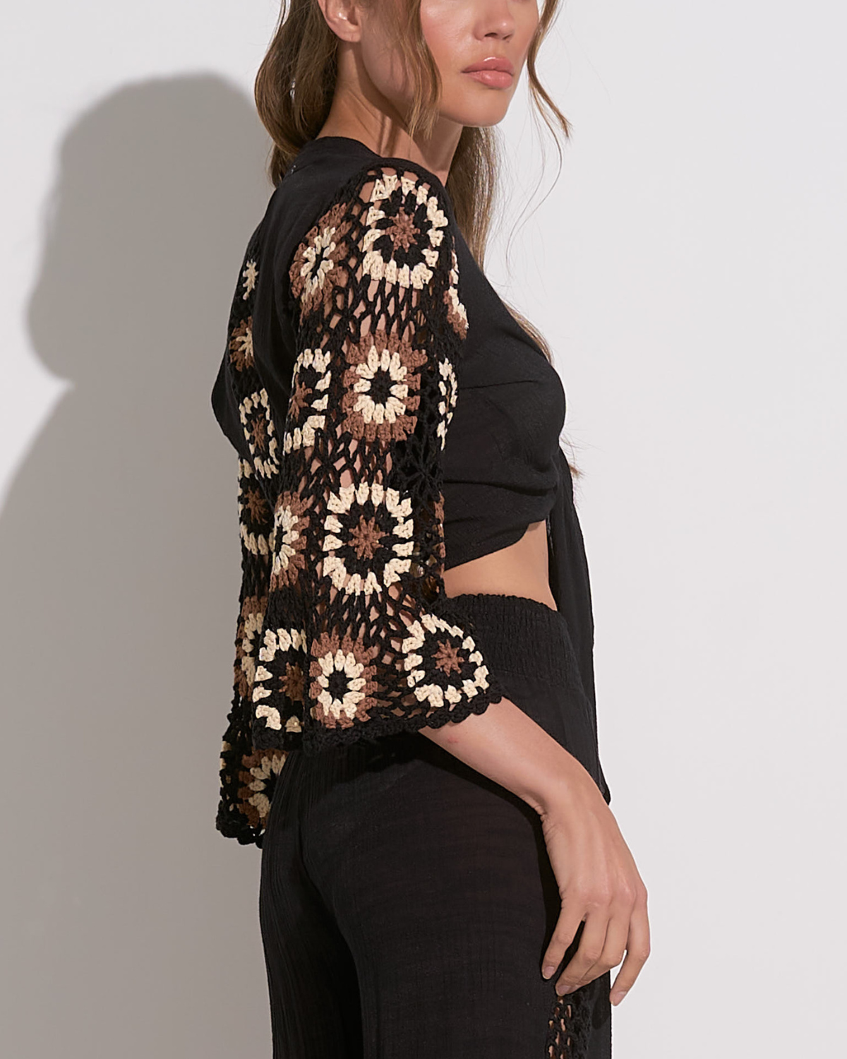 Elan Samoa Crochet Tie Front Top (More Colors Available) - CRC10262