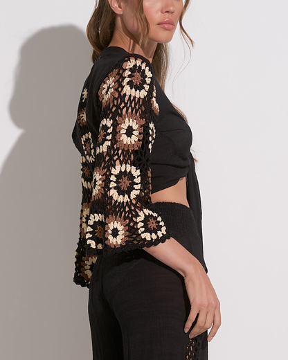 Elan Samoa Crochet Tie Front Top (More Colors Available) - CRC10262